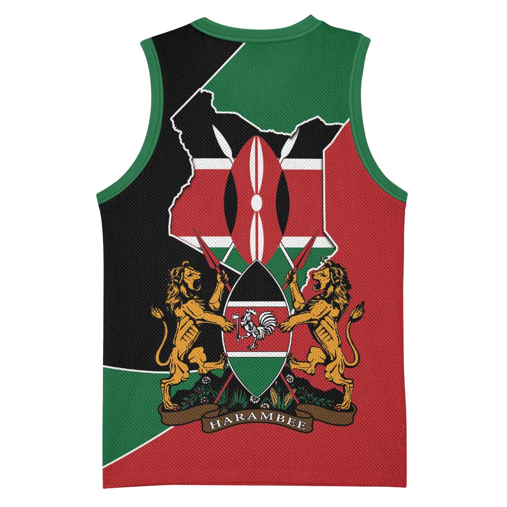 Kenya 254 Basketball Jersey Kenyan Flag Map Double Lion Shield LT9
