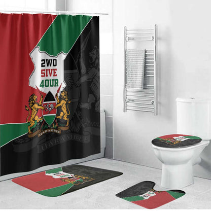 Kenya 254 Bathroom Set Kenyan Flag Map Double Lion Shield