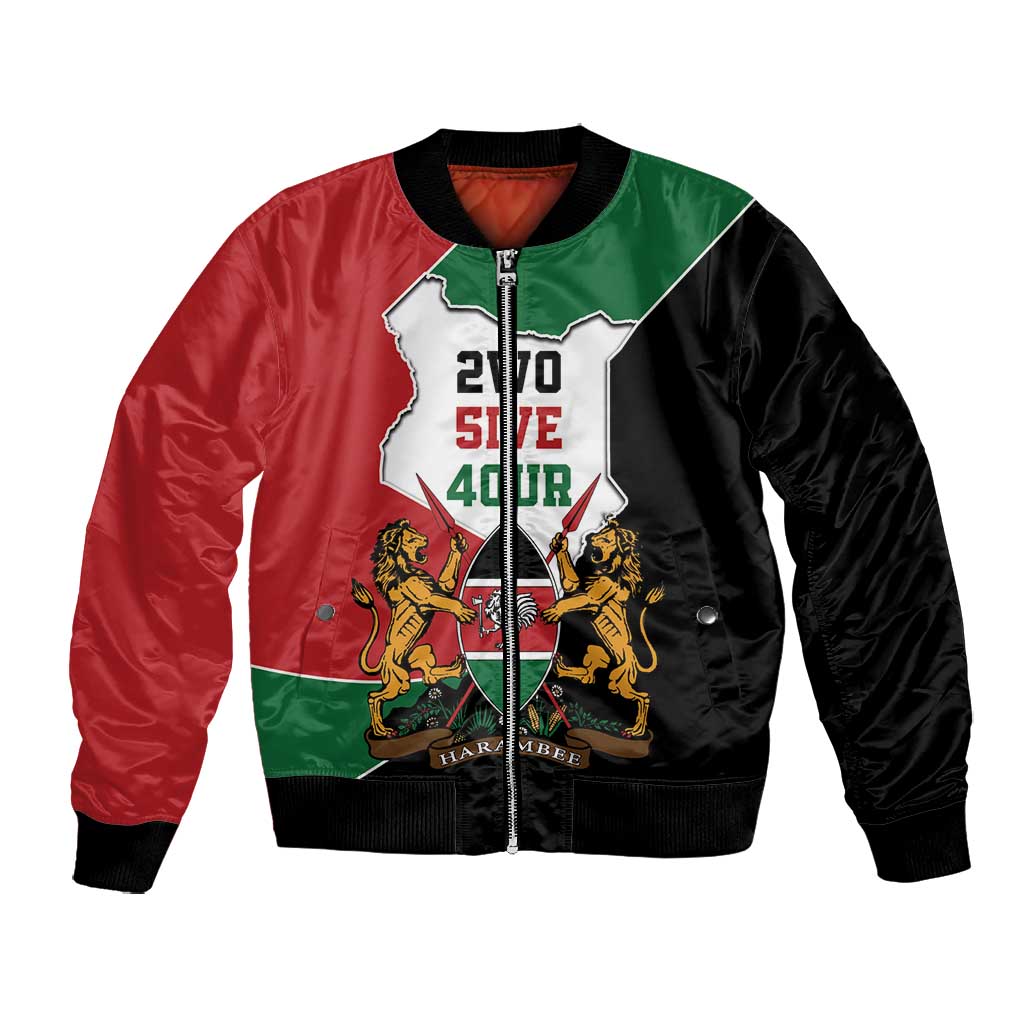 Kenya 254 Bomber Jacket Kenyan Flag Map Double Lion Shield - African Pride