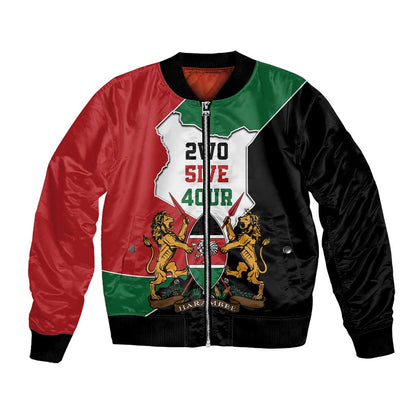 Kenya 254 Bomber Jacket Kenyan Flag Map Double Lion Shield - African Pride
