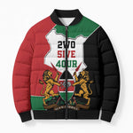Kenya 254 Bomber Puffer Jacket Kenyan Flag Map Double Lion Shield