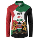 Kenya 254 Button Sweatshirt Kenyan Flag Map Double Lion Shield