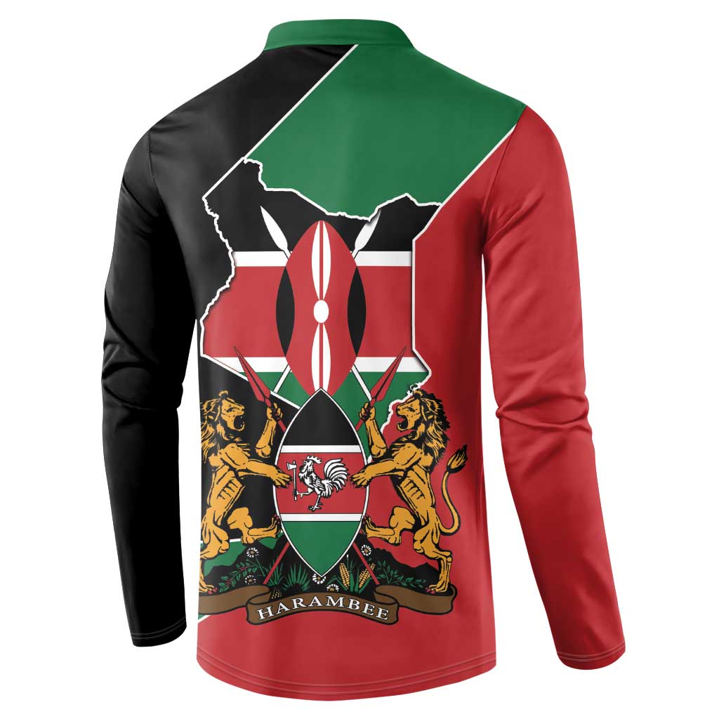 Kenya 254 Button Sweatshirt Kenyan Flag Map Double Lion Shield