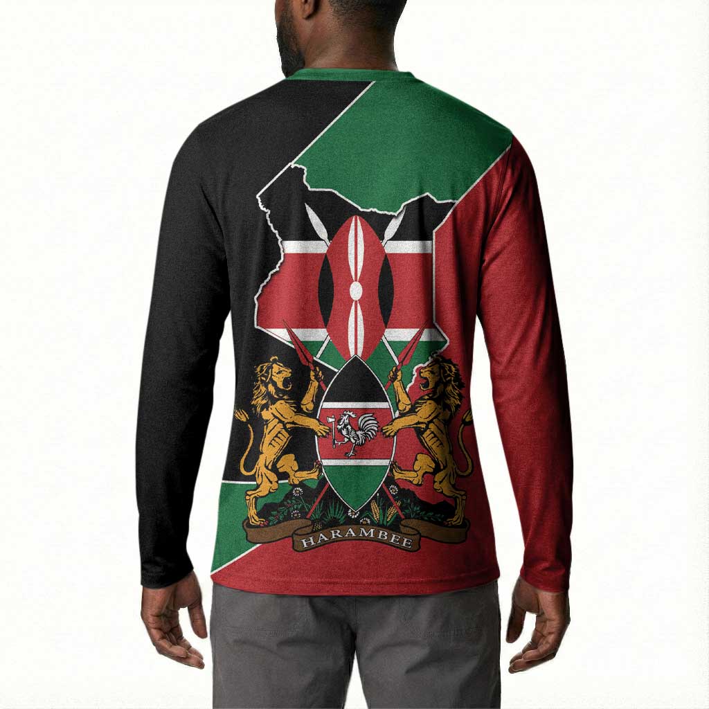 Kenya 254 Button Sweatshirt Kenyan Flag Map Double Lion Shield