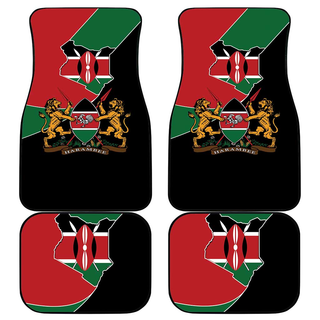Kenya 254 Car Mats Kenyan Flag Map Double Lion Shield - African Pride