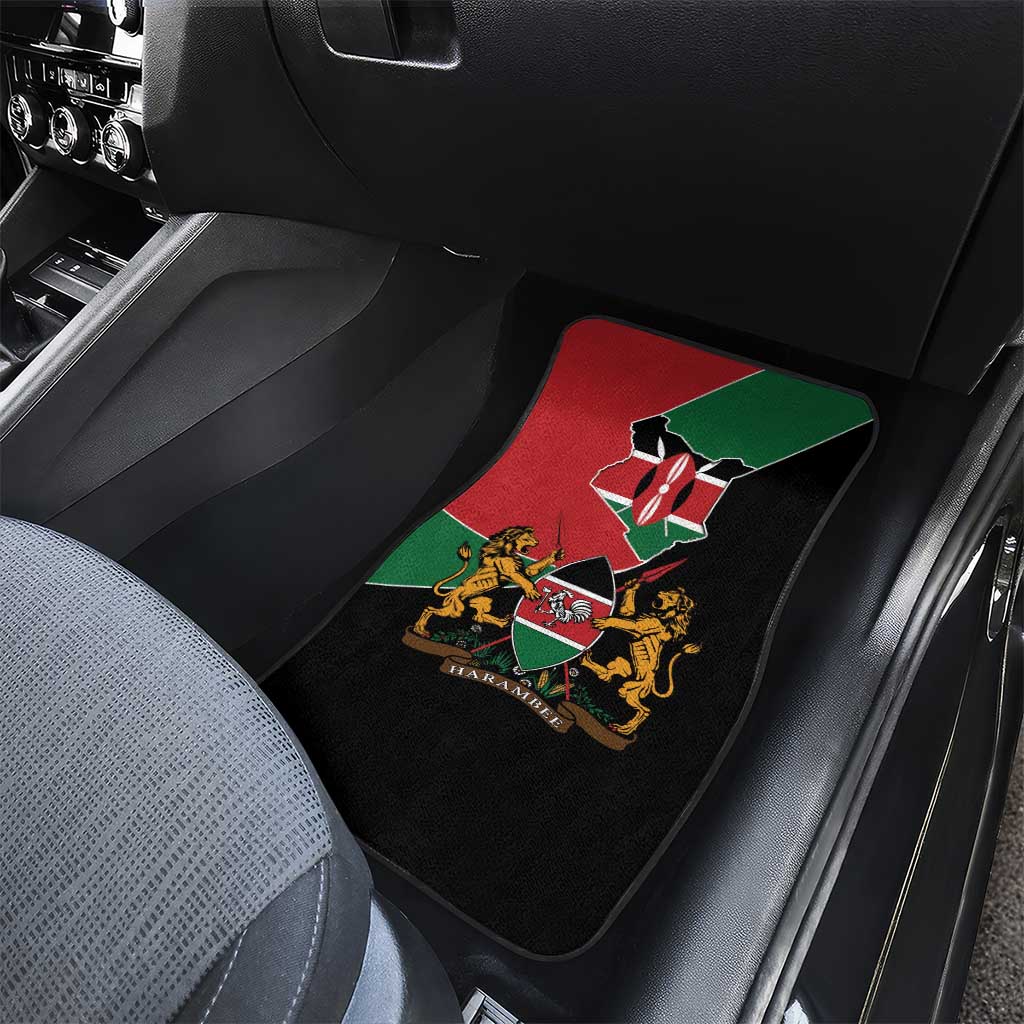 Kenya 254 Car Mats Kenyan Flag Map Double Lion Shield - African Pride
