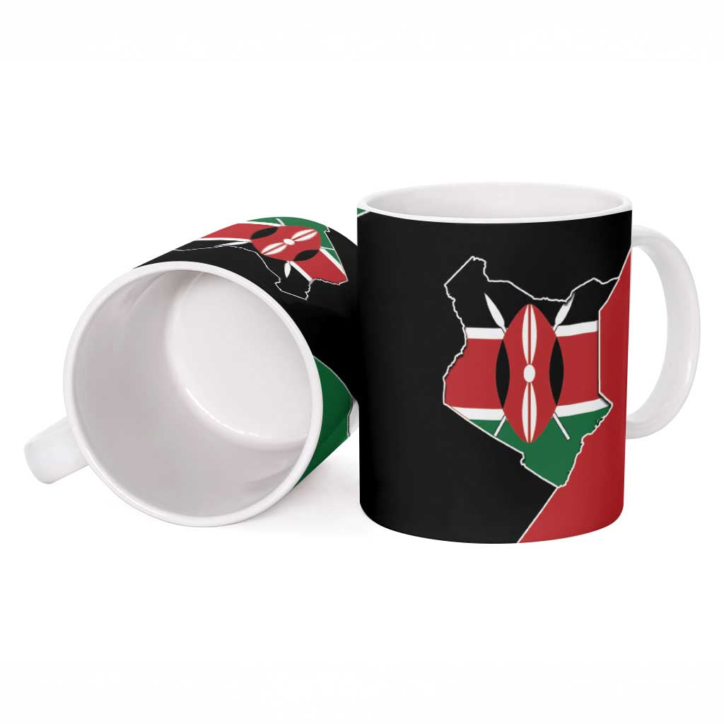 Kenya 254 Ceramic Mug Kenyan Flag Map Double Lion Shield