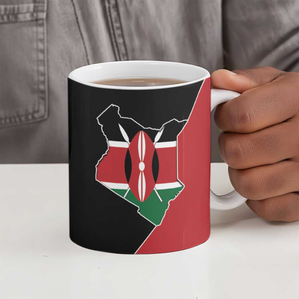Kenya 254 Ceramic Mug Kenyan Flag Map Double Lion Shield