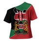 Kenya 254 Cross Shoulder Shirt Kenyan Flag Map Double Lion Shield