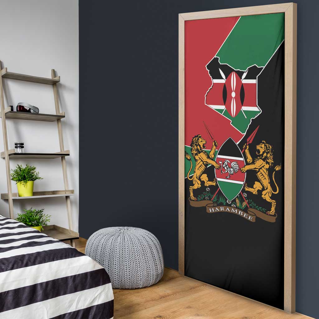 Kenya 254 Door Cover Kenyan Flag Map Double Lion Shield