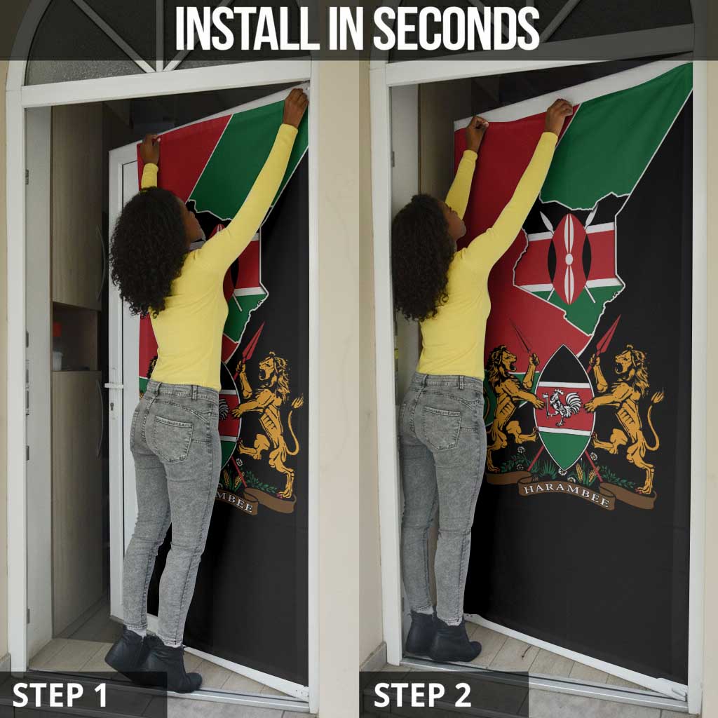 Kenya 254 Door Cover Kenyan Flag Map Double Lion Shield