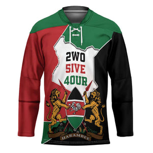 Kenya 254 Hockey Jersey Kenyan Flag Map Double Lion Shield