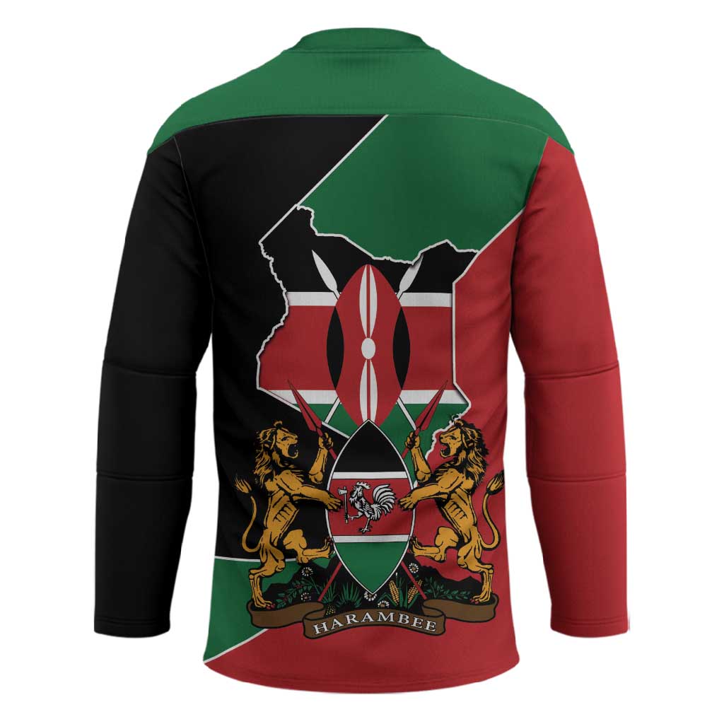 Kenya 254 Hockey Jersey Kenyan Flag Map Double Lion Shield