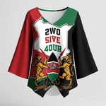 Kenya 254 Kimono Sleeve Blouse Kenyan Flag Map Double Lion Shield