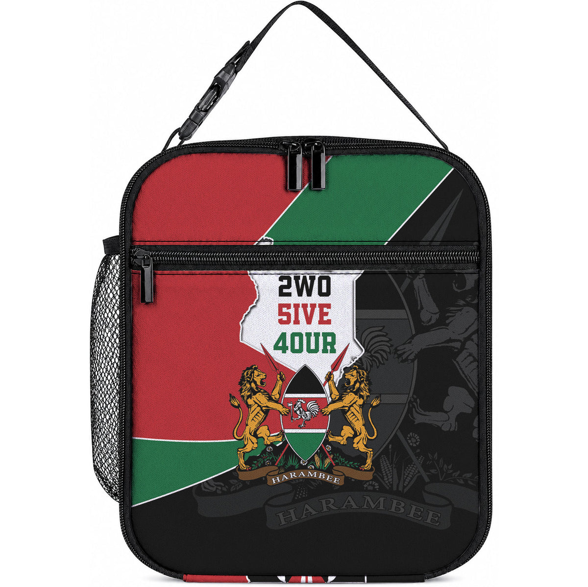 Kenya 254 Lunch Bag Kenyan Flag Map Double Lion Shield