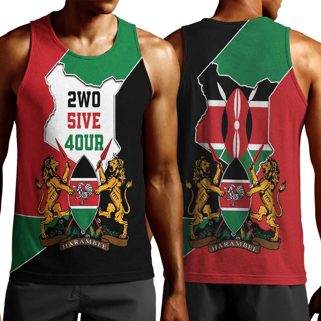 Kenya 254 Men Tank Top Kenyan Flag Map Double Lion Shield - African Pride