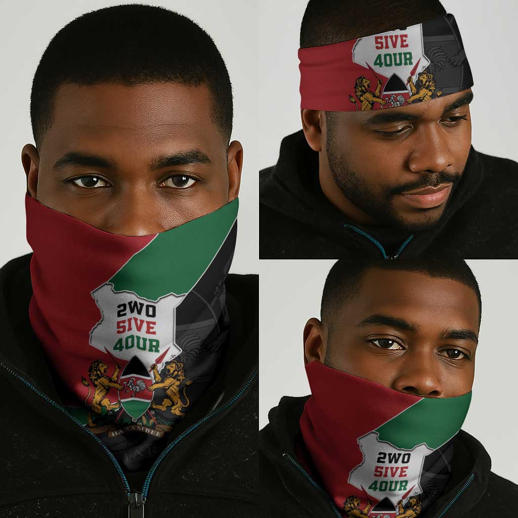 Kenya 254 Neck Gaiter Kenyan Flag Map Double Lion Shield LT9