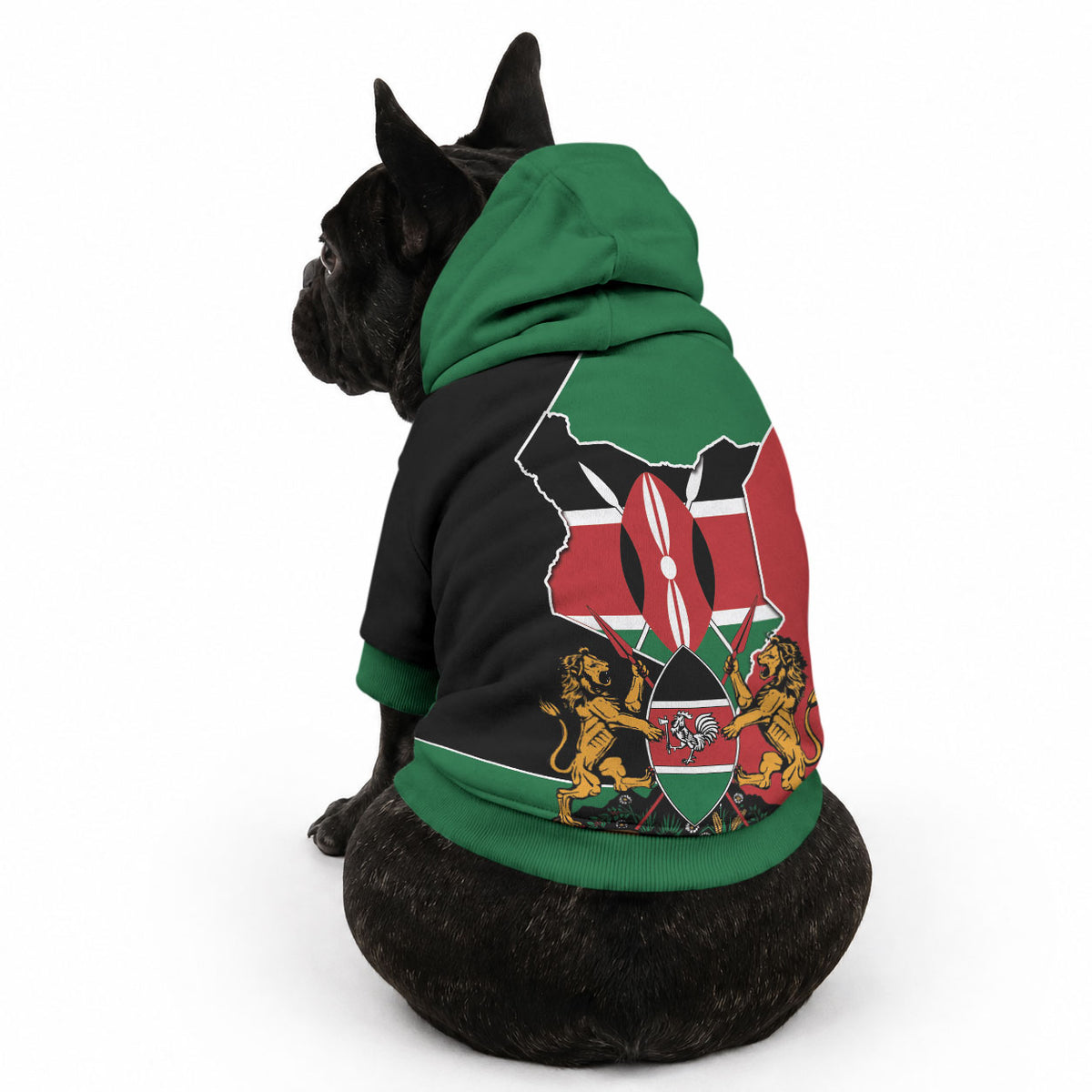 Kenya 254 Pet Hoodie Kenyan Flag Map Double Lion Shield