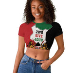 Kenya 254 Raglan Cropped T shirt Kenyan Flag Map Double Lion Shield - African Pride