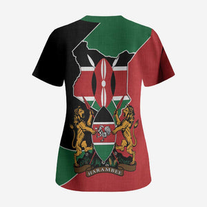 Kenya 254 Scrub Top Kenyan Flag Map Double Lion Shield