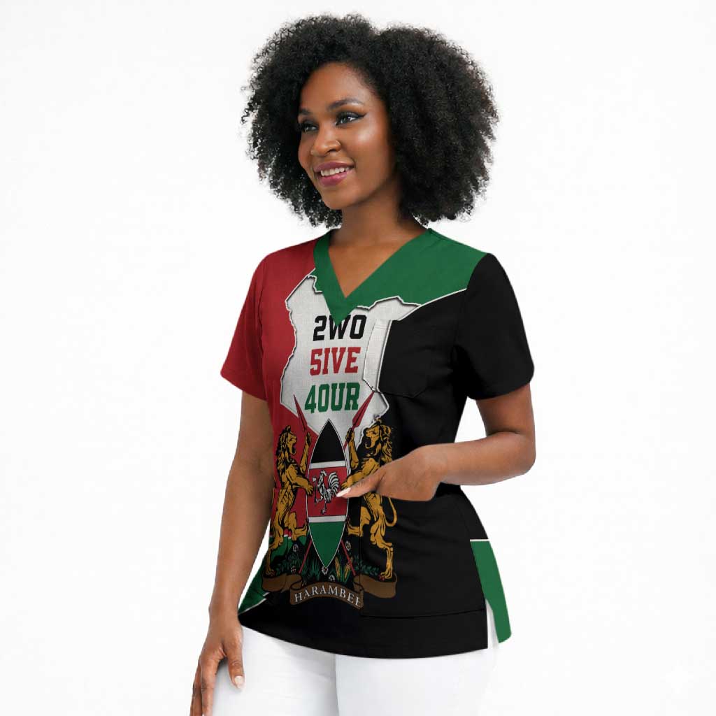 Kenya 254 Scrub Top Kenyan Flag Map Double Lion Shield