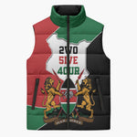 Kenya 254 Sleeveless Puffer Jacket Kenyan Flag Map Double Lion Shield