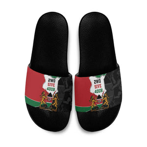 Kenya 254 Slide Sandals Kenyan Flag Map Double Lion Shield