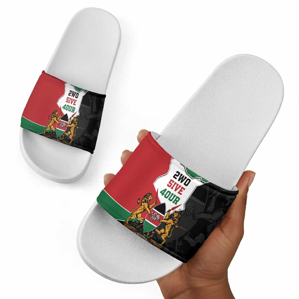 Kenya 254 Slide Sandals Kenyan Flag Map Double Lion Shield