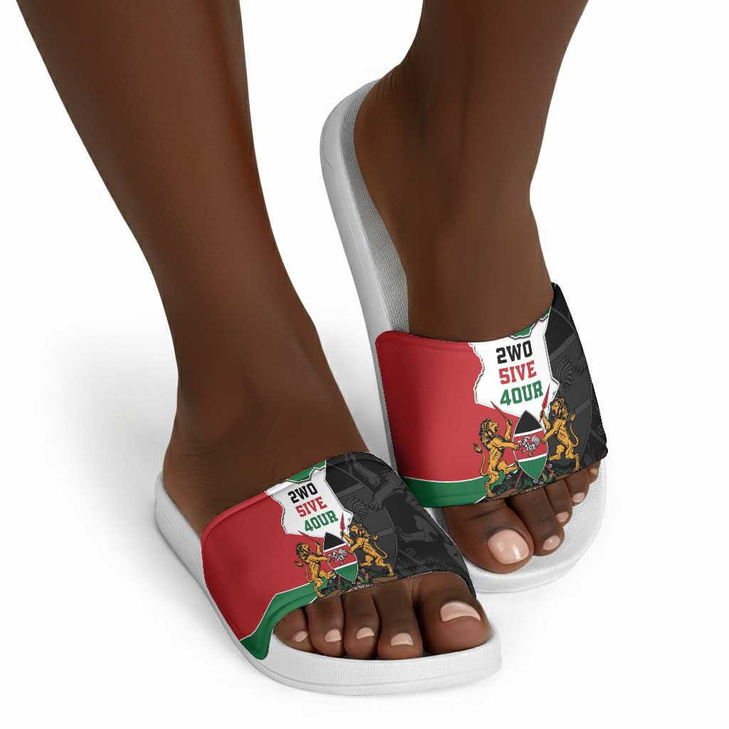Kenya 254 Slide Sandals Kenyan Flag Map Double Lion Shield