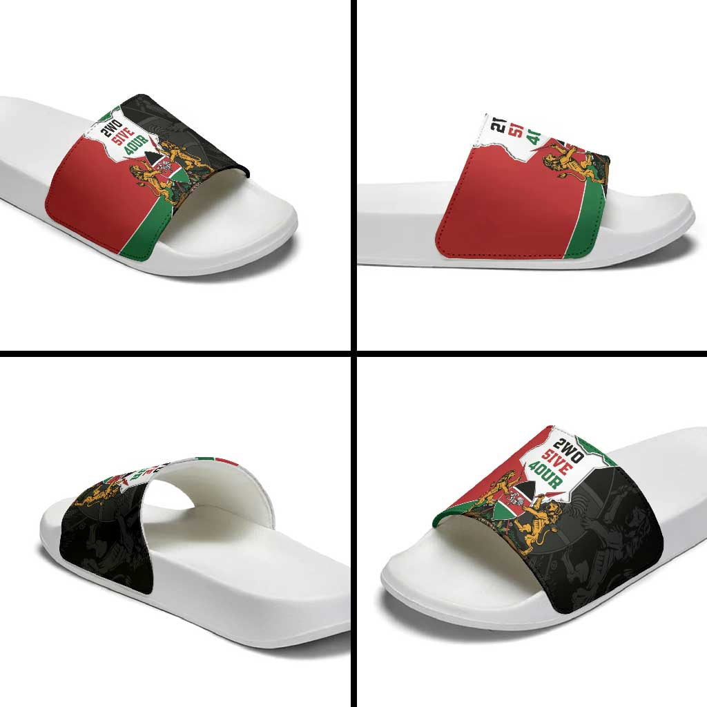 Kenya 254 Slide Sandals Kenyan Flag Map Double Lion Shield