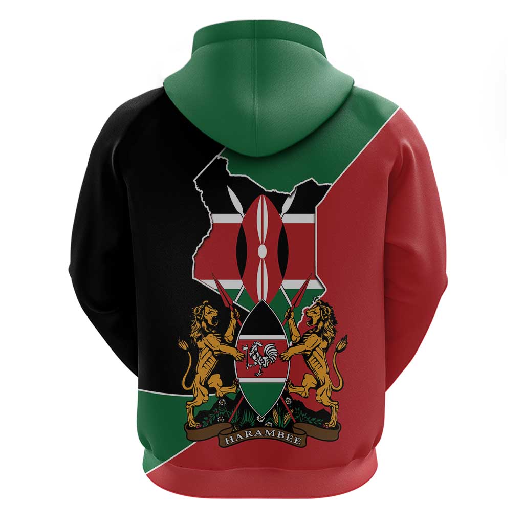 Kenya 254 Zip Hoodie Kenyan Flag Map Double Lion Shield - African Pride
