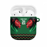Custom Cricket Africa Kenya AirPods Case Green Lion Head Kenyan Pattern