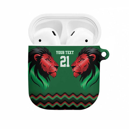 Custom Cricket Africa Kenya AirPods Case Green Lion Head Kenyan Pattern
