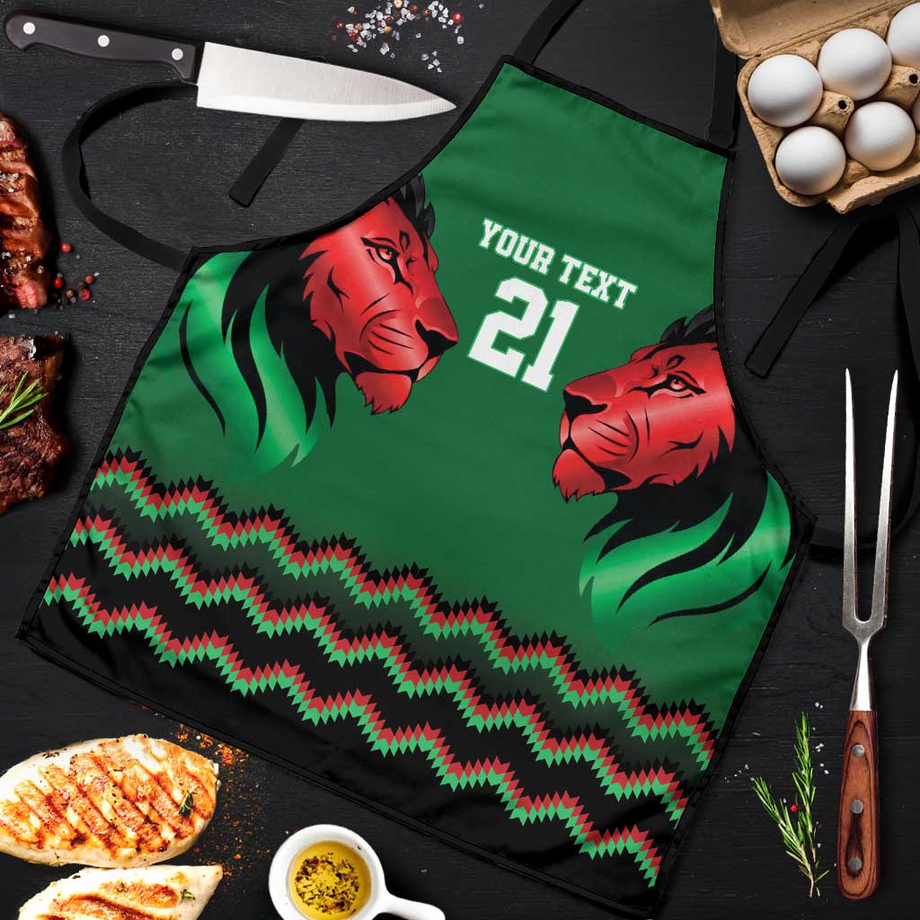 Custom Cricket Africa Kenya Apron Green Lion Head Kenyan Pattern