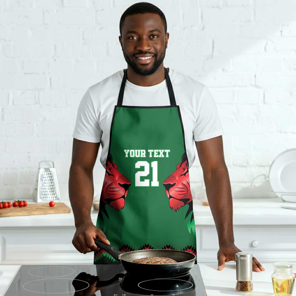 Custom Cricket Africa Kenya Apron Green Lion Head Kenyan Pattern