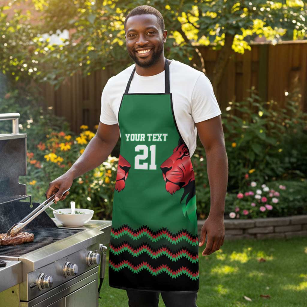 Custom Cricket Africa Kenya Apron Green Lion Head Kenyan Pattern