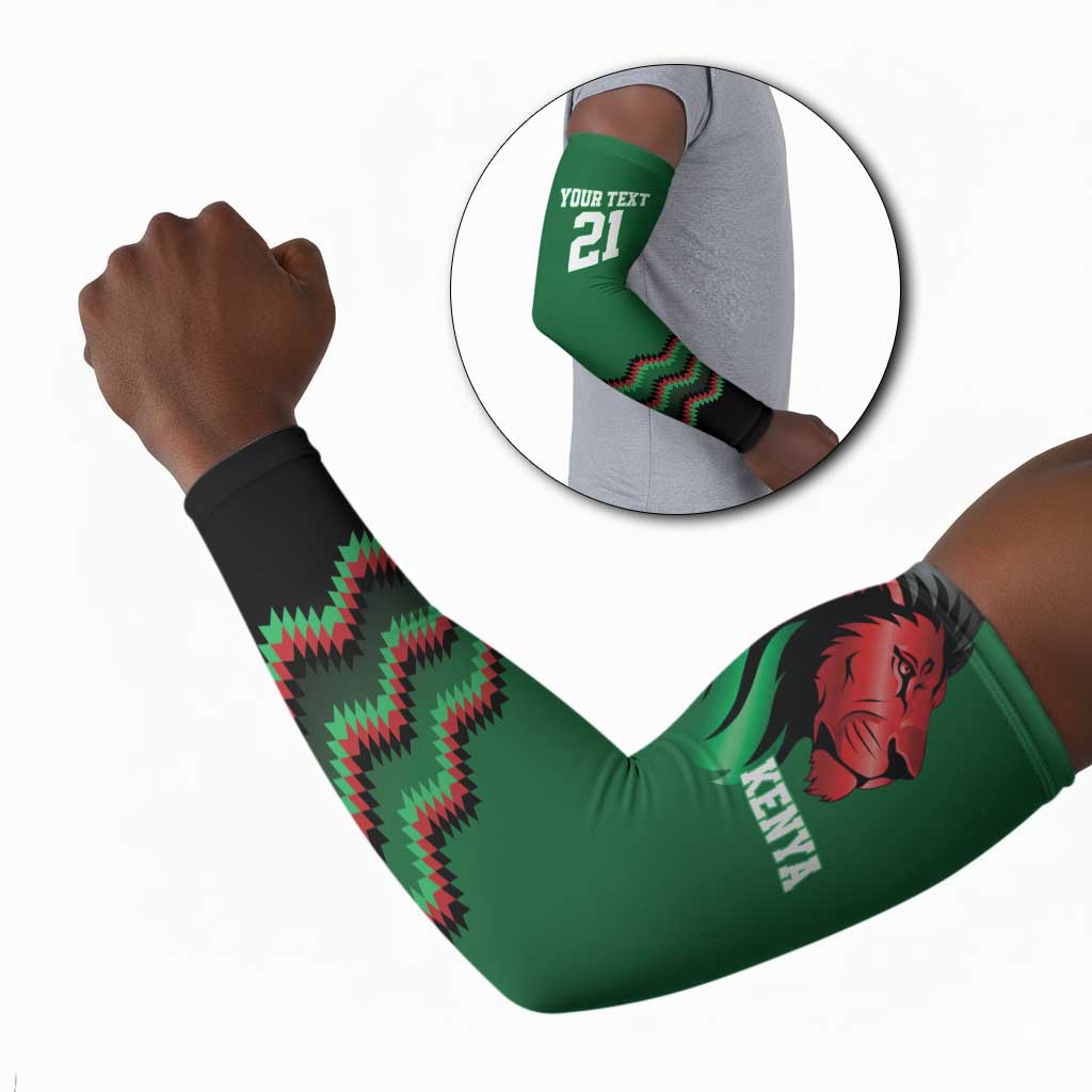 Custom Cricket Africa Kenya Arm Sleeves Green Lion Head Kenyan Pattern