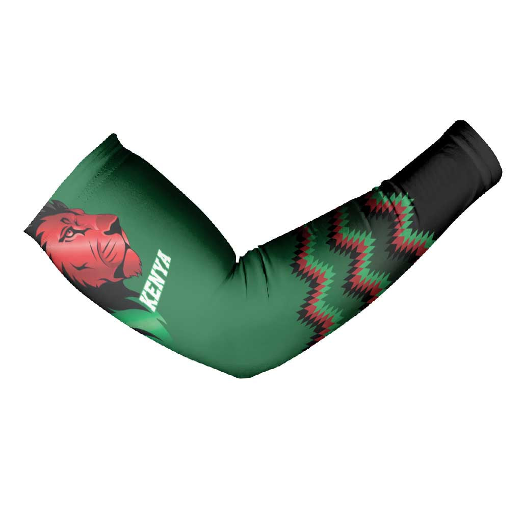 Custom Cricket Africa Kenya Arm Sleeves Green Lion Head Kenyan Pattern