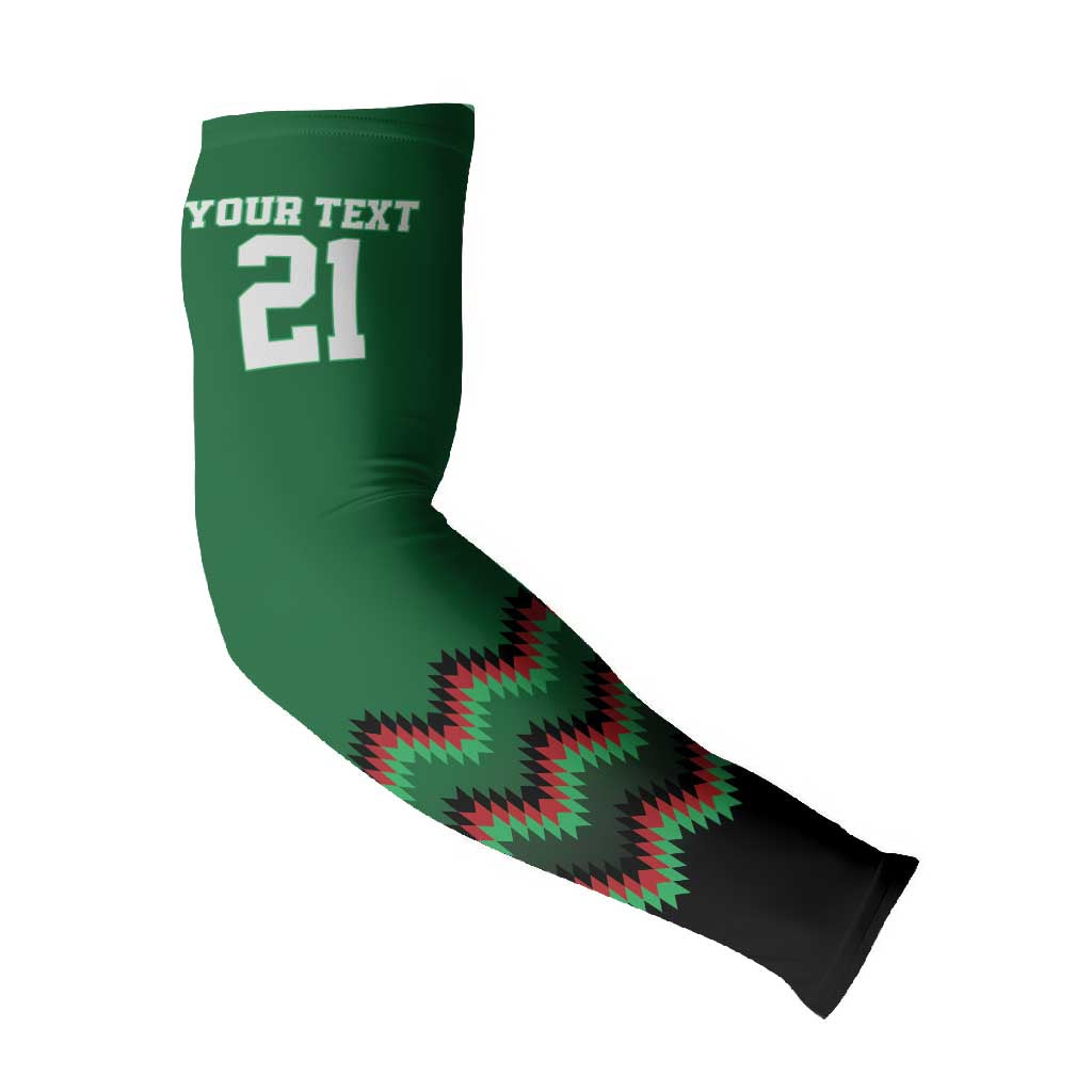 Custom Cricket Africa Kenya Arm Sleeves Green Lion Head Kenyan Pattern