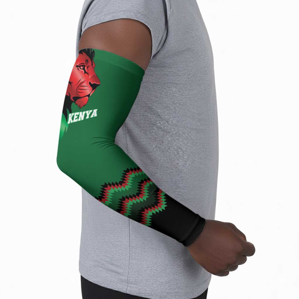Custom Cricket Africa Kenya Arm Sleeves Green Lion Head Kenyan Pattern