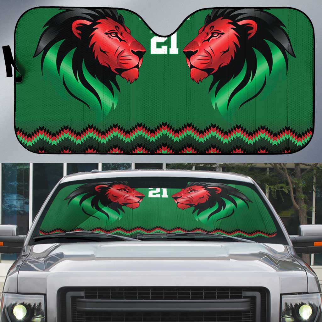 Custom Cricket Africa Kenya Auto Sun Shade Green Lion Head Kenyan Pattern