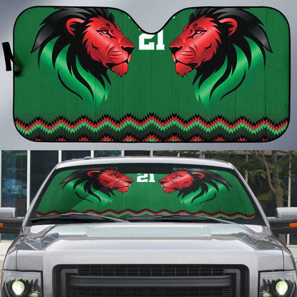 Custom Cricket Africa Kenya Auto Sun Shade Green Lion Head Kenyan Pattern