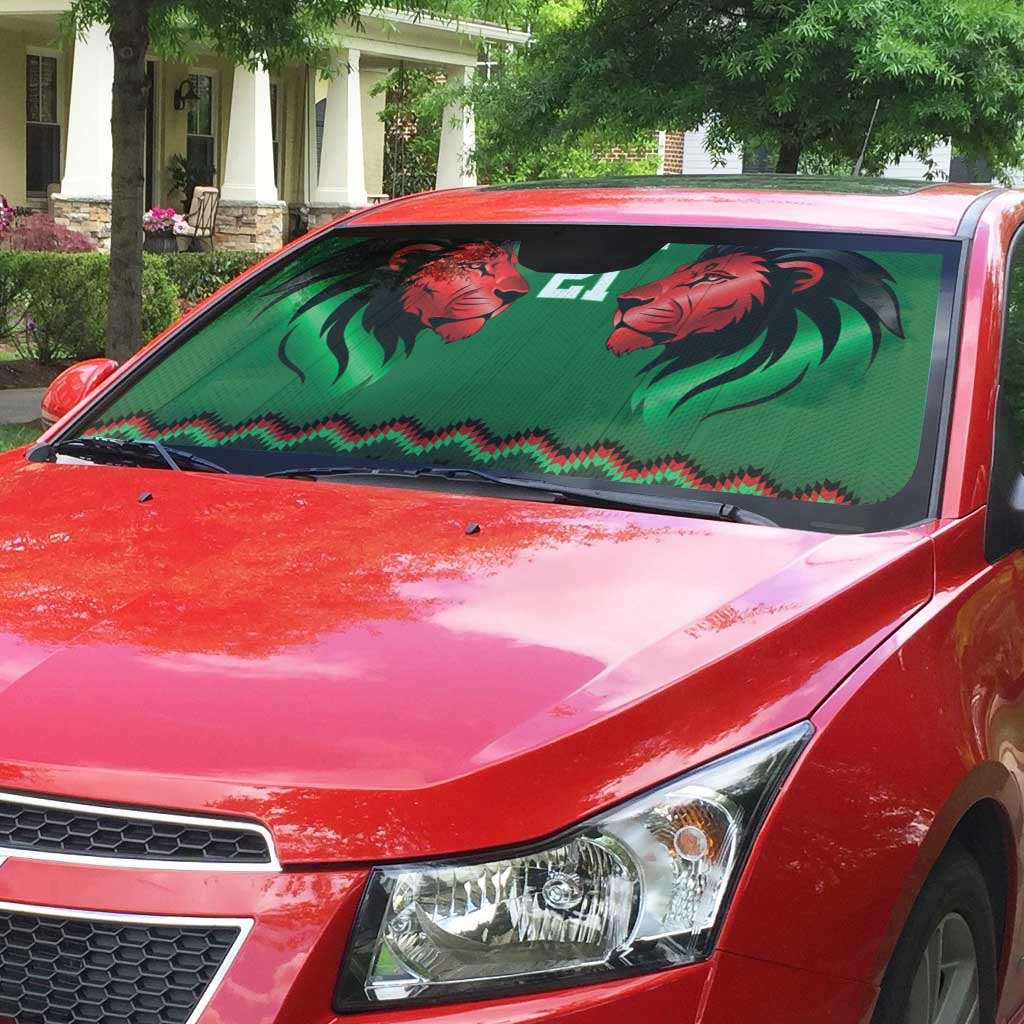 Custom Cricket Africa Kenya Auto Sun Shade Green Lion Head Kenyan Pattern