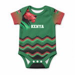 Custom Cricket Africa Kenya Baby Onesie Green Lion Head Kenyan Pattern