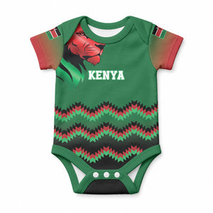 Custom Cricket Africa Kenya Baby Onesie Green Lion Head Kenyan Pattern