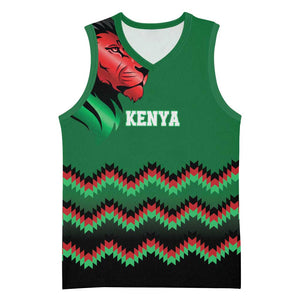 Custom Cricket Africa Kenya Basketball Jersey Green Lion Head with Kenyan Pattern LT9
