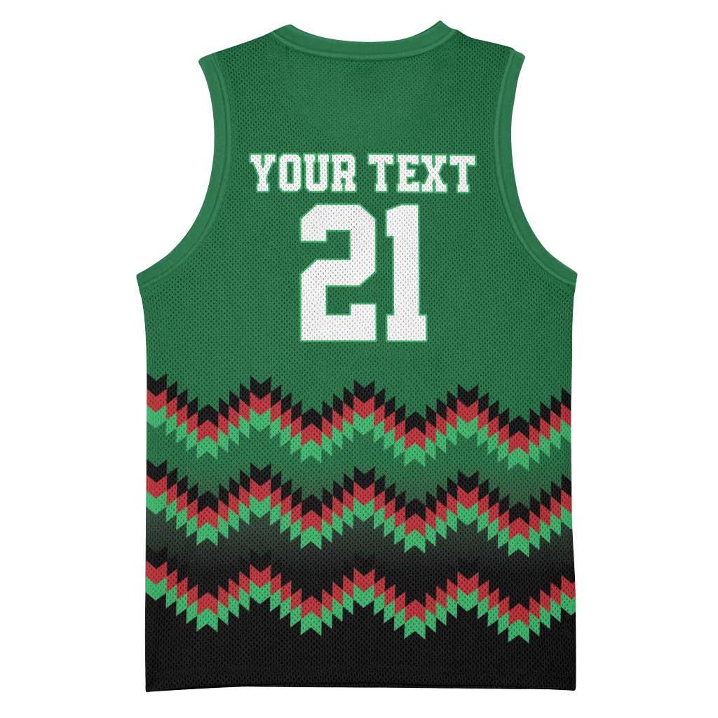 Custom Cricket Africa Kenya Basketball Jersey Green Lion Head with Kenyan Pattern LT9