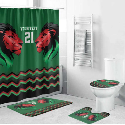 Custom Cricket Africa Kenya Bathroom Set Green Lion Head Kenyan Pattern