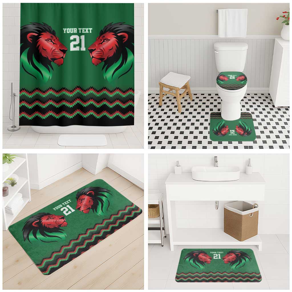 Custom Cricket Africa Kenya Bathroom Set Green Lion Head Kenyan Pattern