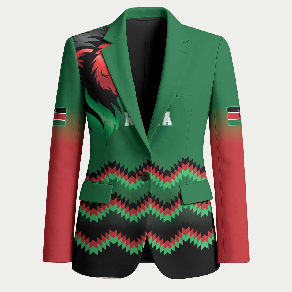 Custom Cricket Africa Kenya Blazer Green Lion Head Kenyan Pattern